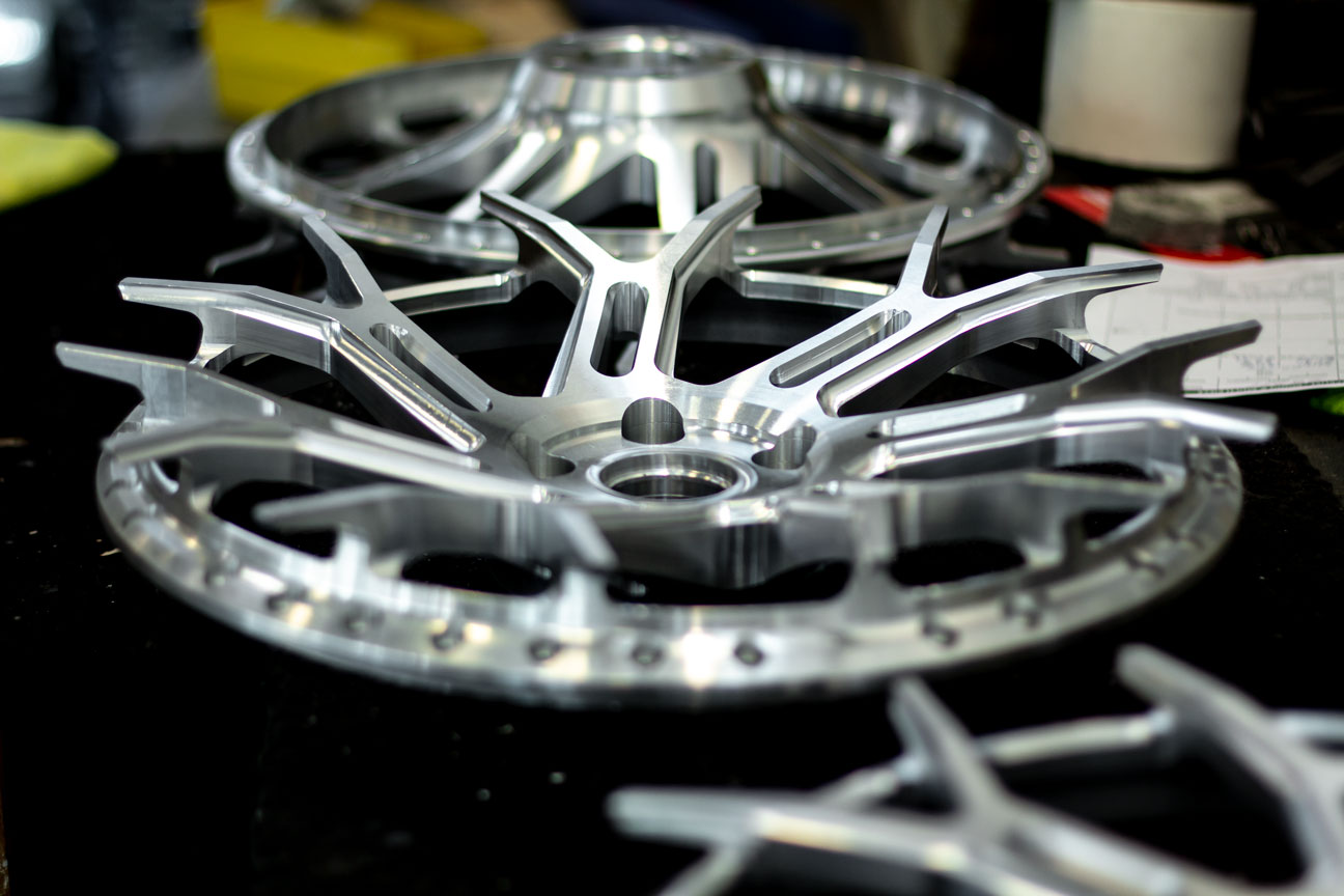 Machined spoke faces on the bench
